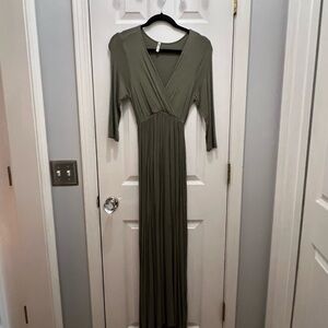 Elegant Olive Green Maxi Dress